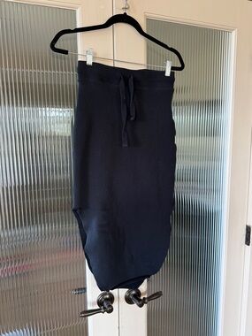 Frank & Eileen Donegal Navy Drawstring Midi Skirt